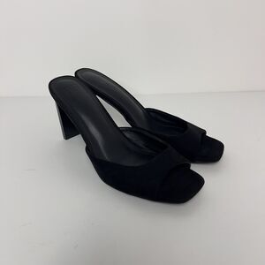 Just Fab Azalea Mule Black Suede Heeled Sandal Size 9 Womens Heels Going Out